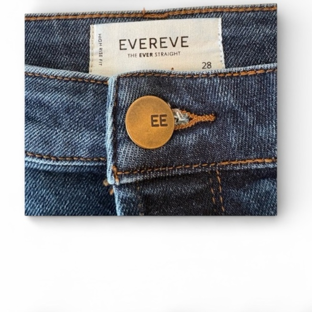 Evereve The Ever Straight Jeans Women’s 28 High Rise Dark Wash Straight Leg - Picture 2 of 6
